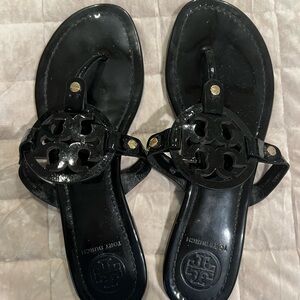 Tory Burch Glossy Black Miller Sandals